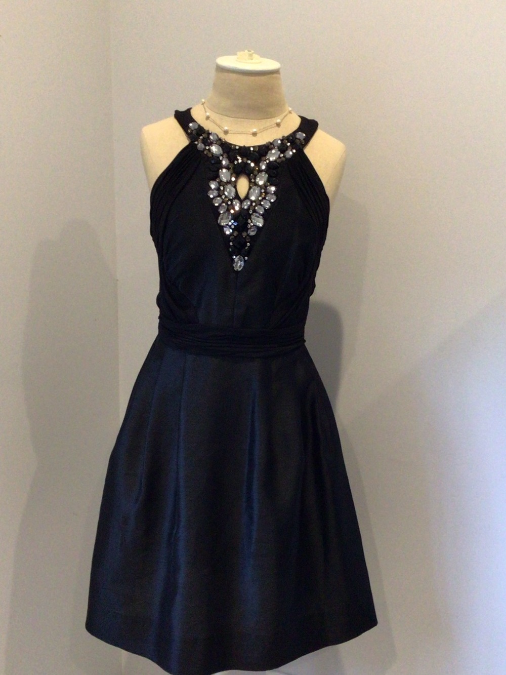 Embellished Black Halter Prom Dress